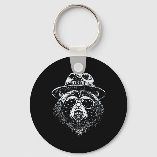 Porte-clés Ours Rétro Skiant Avec Lunettes De Soleil Aventure (Recto)