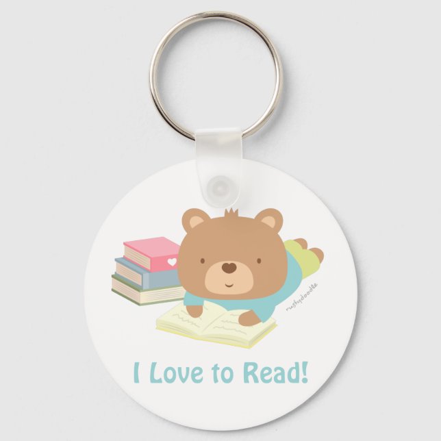 Porte-clés Ourson Mignon qui Aime Lire (Recto)