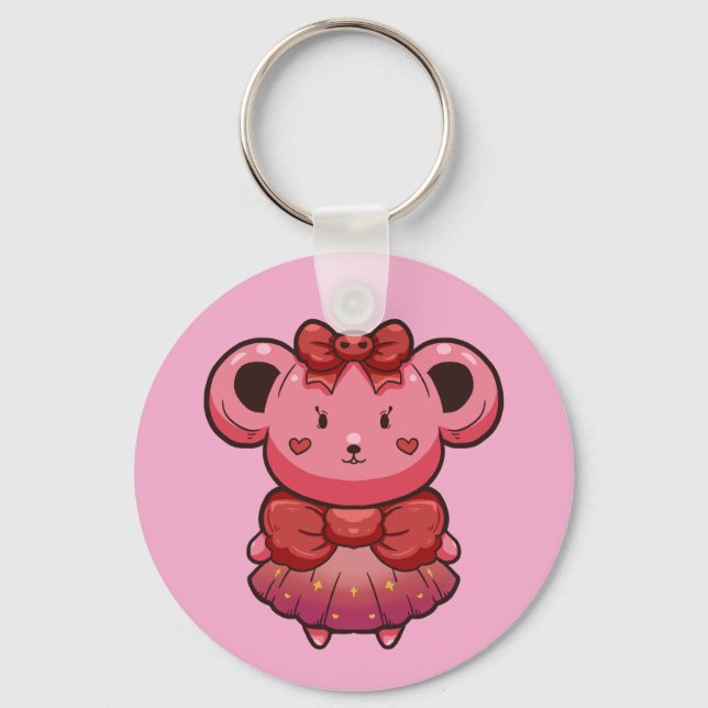 Porte-clés ourson rose mignon (Recto)