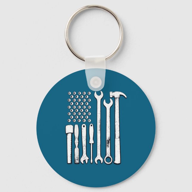 Porte-clés Outils de Mécanicien Drapeau Américain Usa (Recto)