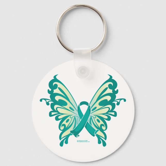 Porte-clés Ovarian Cancer Ribbon Butterfly (Recto)