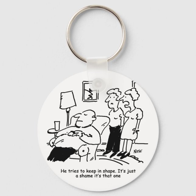 Porte-clés Overweight Unfit Obese Man Tries to Keep Fit Funny (Recto)