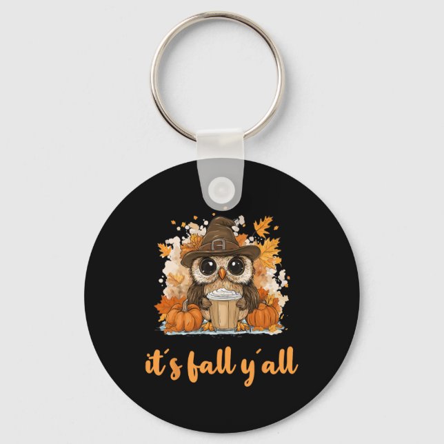 Porte-clés Owl Fall Thanksgiving C'est Fall Yáll (Recto)