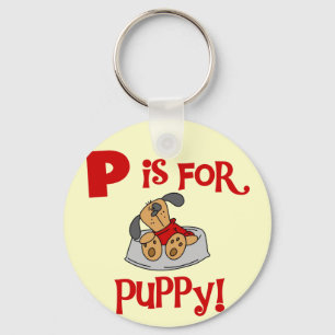 Porte-clés P est pour des T-shirts et des cadeaux de chiot