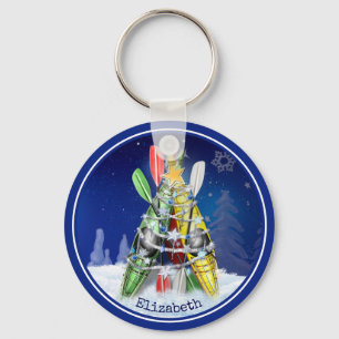 Porte-clés paddle hiver Kayak Christmas Tree personnalisé