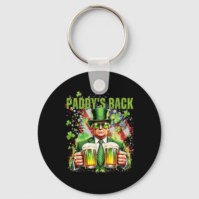 Porte-clés Paddy's Back Funny Trump Jour de la Saint Patrick  (Recto)