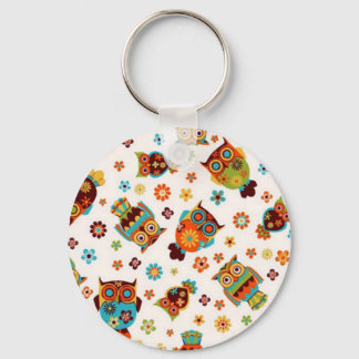 Porte-clés padrão com mochos e flores