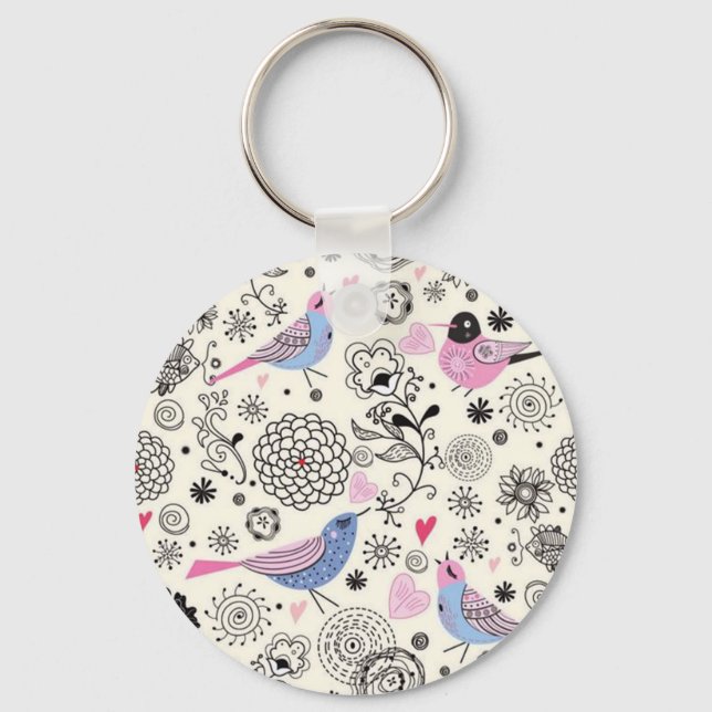 Porte-clés padrão de flores e passaros (Recto)