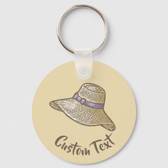 Porte-clés Paille à la main Casquette Porte - clé beige (Recto)