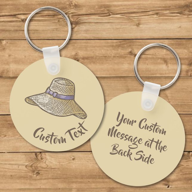 Porte-clés Paille à la main Casquette Porte - clé beige (Créateur téléchargé)