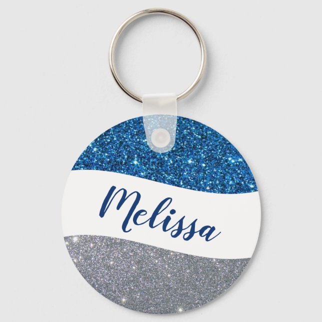 Porte-clés Pailleté bicolore personnalisé (Recto)
