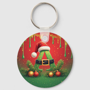 Porte-clés Pailleté Or A Pour Noël En Famille