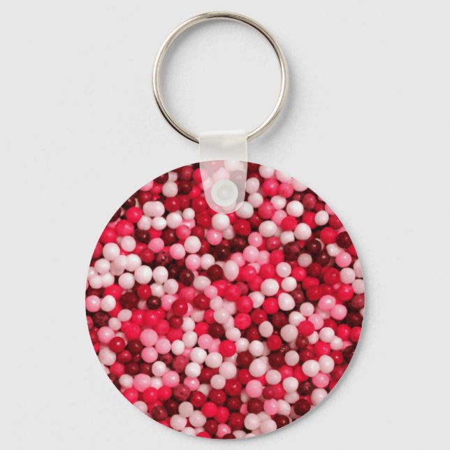 Porte-clés Paillettes de bonbons rouges (Recto)