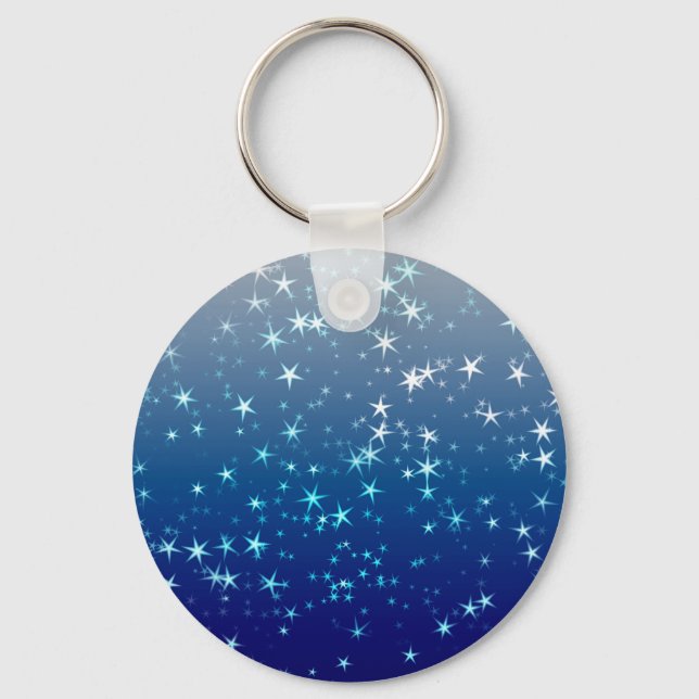 Porte-clés Paillettes de Noël Étoiles Ciel Bleu (Recto)