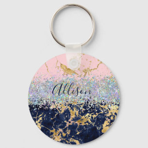 Porte-clés Paillettes et marbre personnalisés