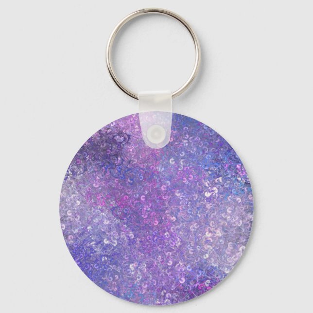 Porte-clés Paillettes rose et violet Bling  (Recto)