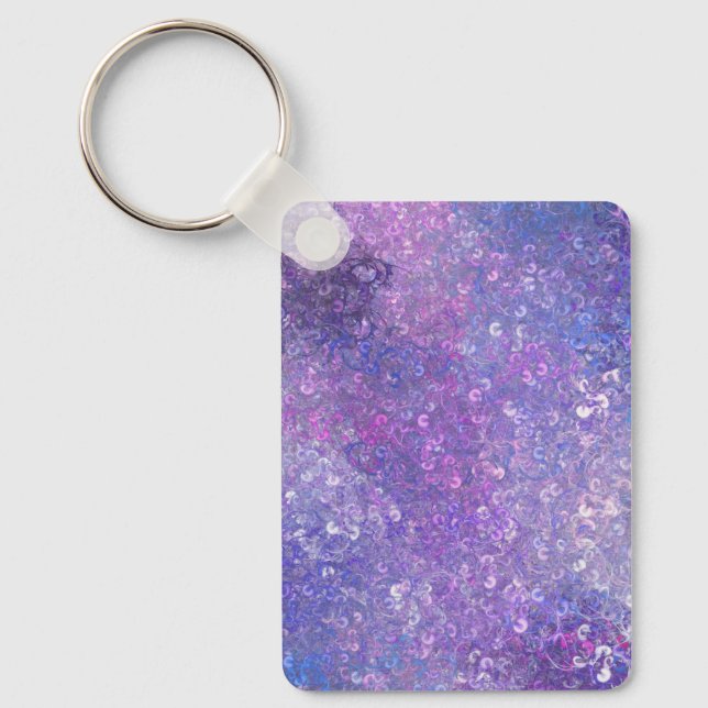 Porte-clés Paillettes rose et violet Bling  (Recto)