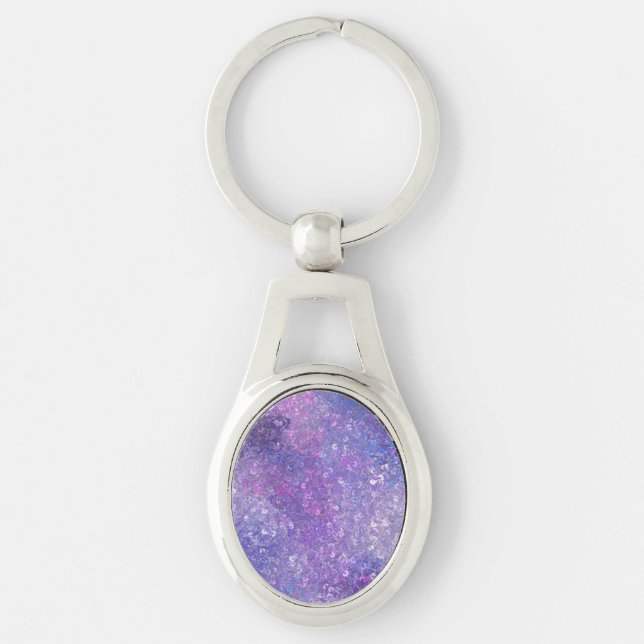Porte-clés Paillettes rose et violet Bling  (Devant)