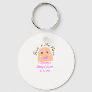 Porte-clés Pain dans le four beige boulette baby shower rose