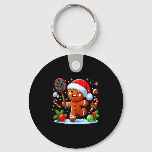 Porte-clés Pains d'épice de Noël jouant au badminton drôle je