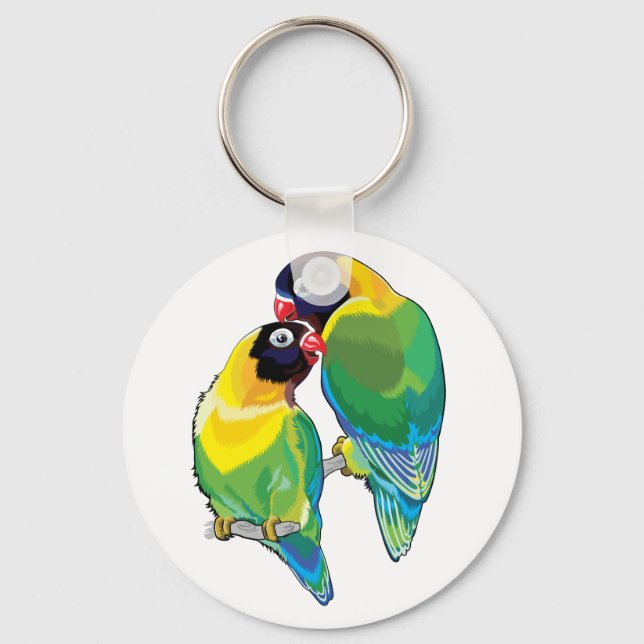 Porte-clés paire de lovebirds masqués (Recto)