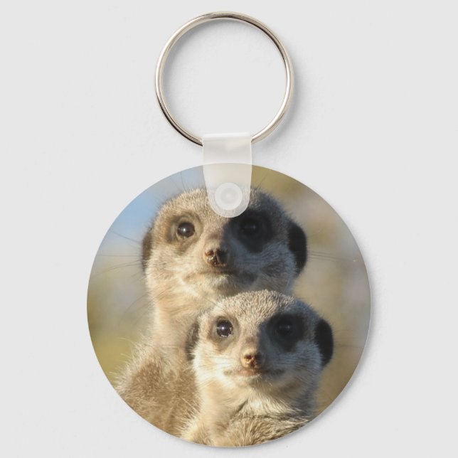 Porte-clés Paire de Meerkats Cute Photo (Recto)