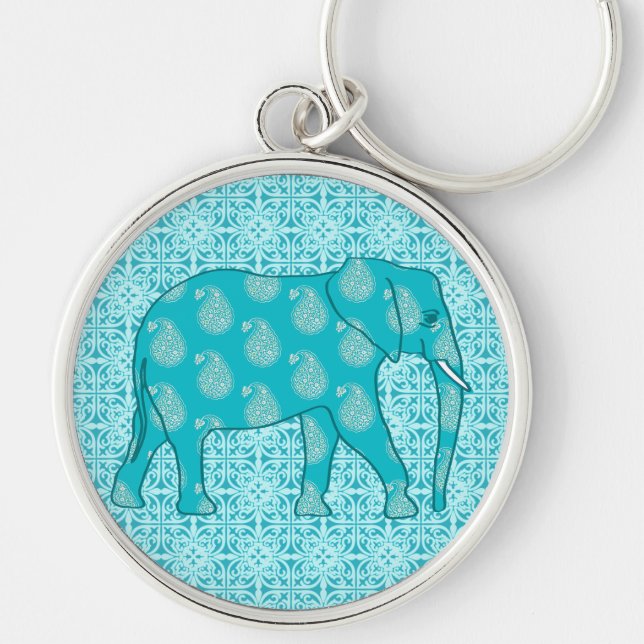 Porte-clés Paisley - bleu turquoise et aqua (Devant)