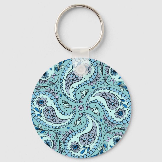 Porte-clés Paisley en bleu bébé (Recto)