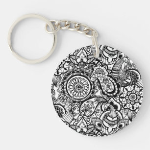 Porte-clés Paisley floral noir