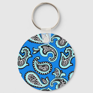 Porte-clés Paisley Intemporel sur Fond Bleu