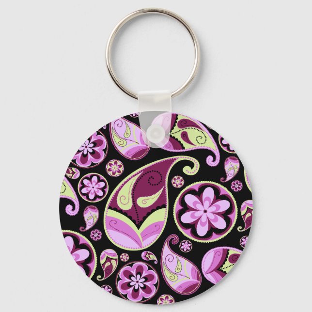 Porte-clés Paisley pourpre et jaune (Recto)