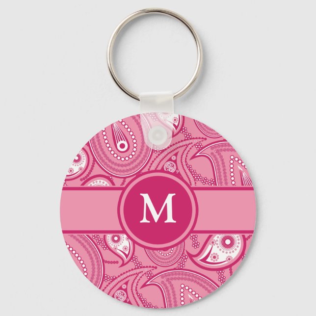 Porte-clés Paisley rose et blanc (Recto)