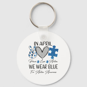 Porte-clés Paix Aime L'Autisme En Avril Nous Portons Le Bleu