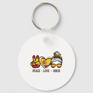 Porte-clés Paix Amour Espagne Chignon Méssy Supportrice de Fo