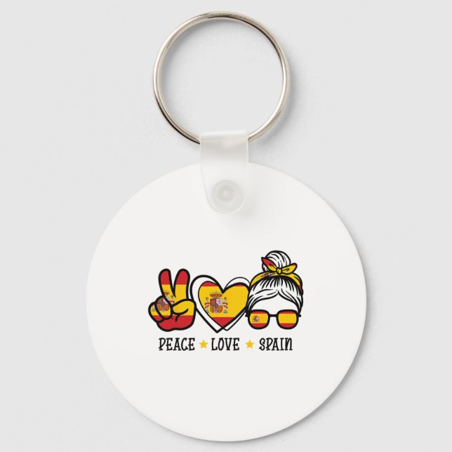 Porte-clés Paix Amour Espagne Chignon Méssy Supportrice de Fo (Recto)