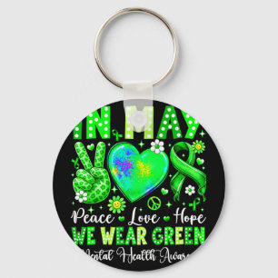 Porte-clés Paix amour espoir en mai porter du vert santé ment