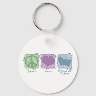 Porte-clés Paix, amour, et Cotons de Tulear en pastel