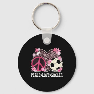 Porte-clés Paix Amour Football Amoureux Imprimé Léopard Femme