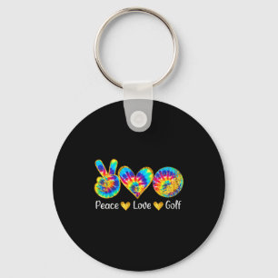 Porte-clés Paix Amour Golf Drôle Tie Dye Amateurs De Golf 