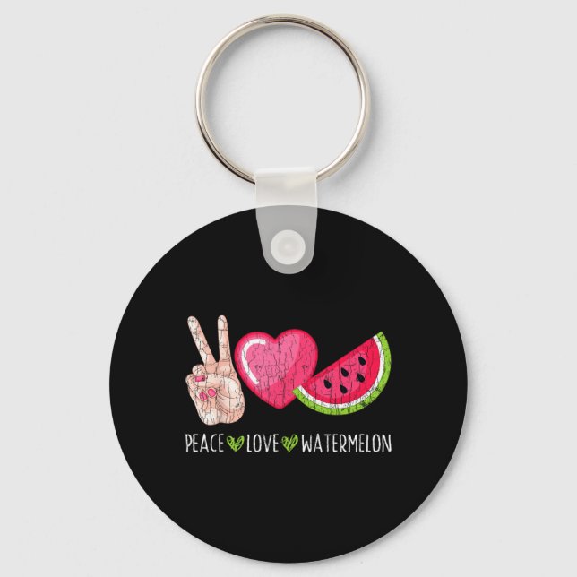 Porte-clés Paix Amour Pastèque Drôle Été Amateur de Fruits (Recto)