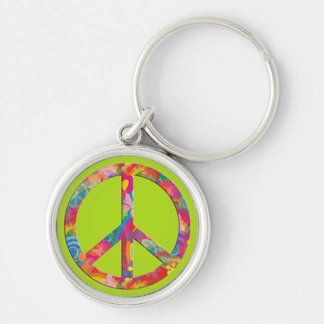 Porte-clés Paix de l'énergie des fleurs | vert clair (Devant)