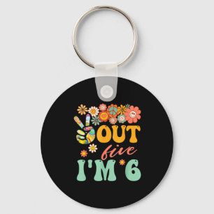 Porte-clés Paix dehors cinq 6 groovy 6e anniversaire heureux