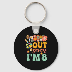 Porte-clés Paix dehors sept 8 super 8ème joyeux anniversaire 