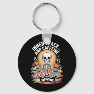 Porte-clés Paix intérieure et caféine Design de yoga de squel