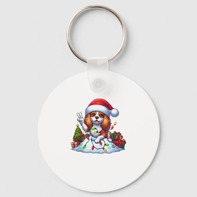 Porte-clés Paix main Cavalier Roi Charles Spaniel Noël (Recto)