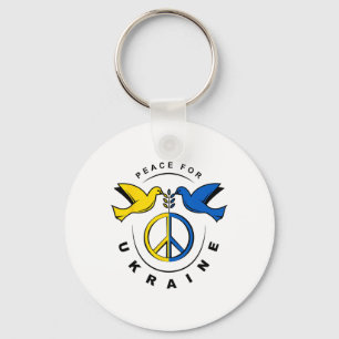 Porte-clés Paix pour l'Ukraine Colombe Drapeau de l'Ukraine J