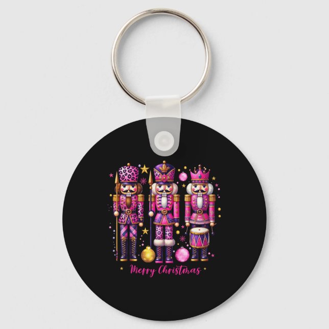Porte-clés Pajama de Noël 2024 de Noël rose Léopard (Recto)