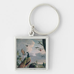 Porte-clés Palais d'Amsterdam avec les oiseaux exotiques