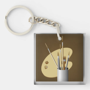 Porte-clés Palette d'artistes et brosses Porte - clé Brown