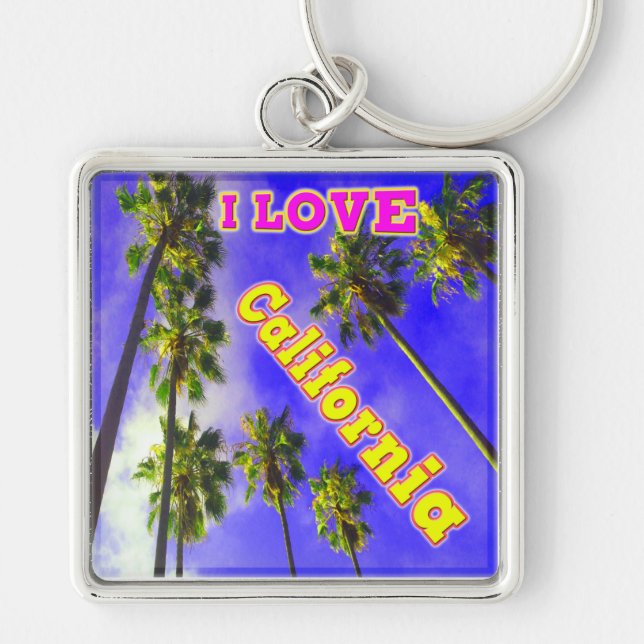 Porte-clés "Palm Sky: J'AIME California 1" (Devant)